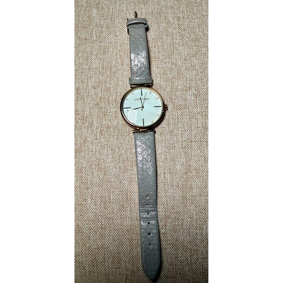 Anne Klein‎ Women\'s Gray Faux Snake Embossed Leather Strap Round Face Watch Gold main image 4